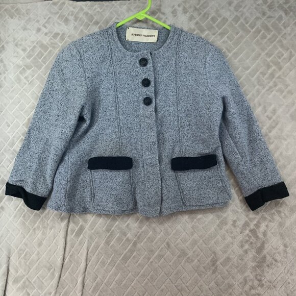 Jennifer Roberts Womens 12 Jacket Gray Wool Blend 3/4 Sleeve Contemporary Modest - Picture 1 of 16
